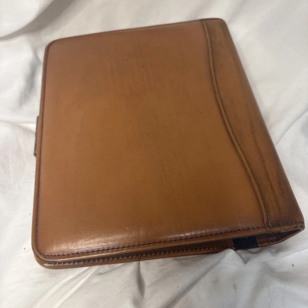 VTG 90's Day-Timer Camel Tan Leather Binder Planner Inserts Stickers Labels 9.5